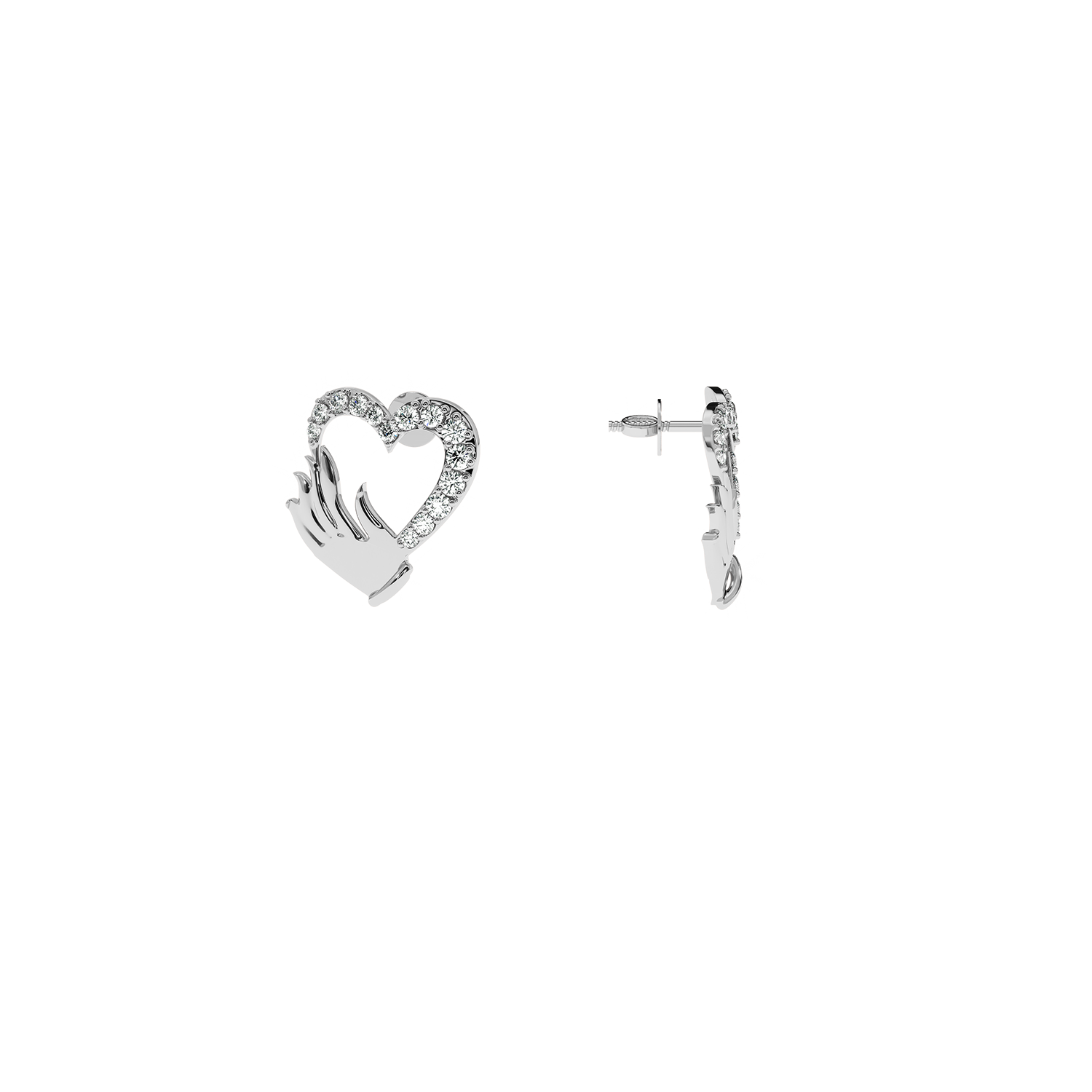 SolitaireKart – 0.28 CT Lab Diamond Embrace Heart Earrings